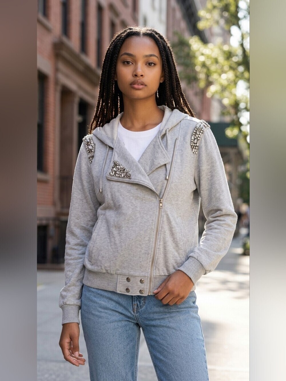 Gray Embellished Women's Jacket